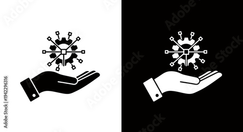 Two Hands Cradling a Snowflake Symbol Representing Environmental Care and Climate Awareness.