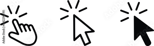 Computer mouse click cursor silhouette icons