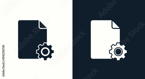 Two Document Icons with Gear Symbols Representing Settings and Customization in Graphic Resources.
