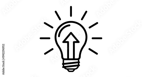 Minimalist light bulb icon symbolizing ideas, creativity, and innovation for design projects.