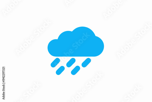 A simple blue icon depicting a cloud with falling raindrops