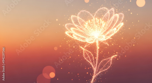Ethereal Glowing Flower in Golden Light