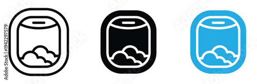 Cloud storage icons in black, White, And blue on white background for data and cloud computing concepts