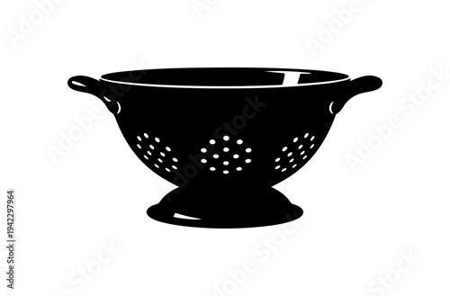 Black Strainer Kitchen Colander Vector Illustration