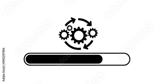 Dynamic Loading Bar with Interlocking Gears Illustration.