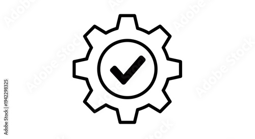 Icon of a Gear with Checkmark Symbolizing Approved Settings.