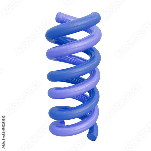 A 3D render of two smooth, glossy spiral springs intertwined. One spring is bright blue, the other a lighter purple, coiling upwards.