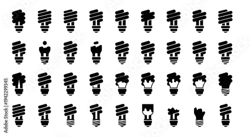 Array of energy-saving light bulbs, representing innovation and eco-friendly solutions