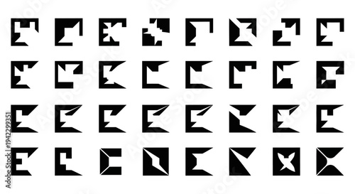 Aesthetic collection of abstract geometric shapes and designs, showcasing unique patterns and forms for creative applications