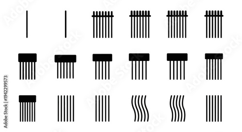 Abstract grid pattern evolution series with varying line thickness and density, showcasing a minimalist design aesthetic