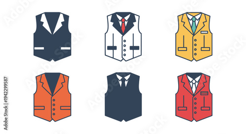 Waistcoat Line art vector set modern abstract tone