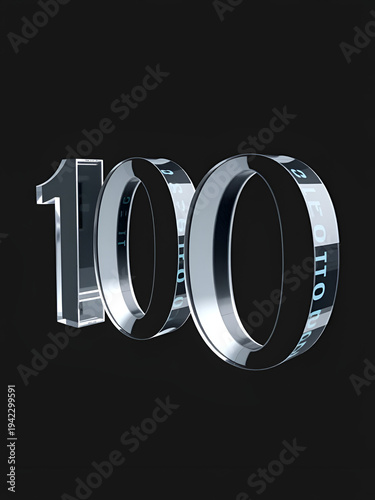 Glass Number 1 000, Transparent Background, 3D Milestone Counter