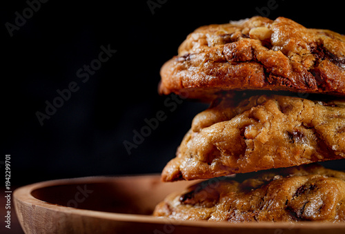 stack of cookie for advertisement, black background