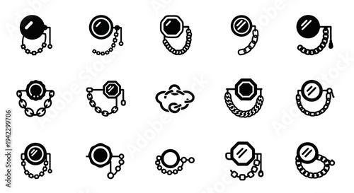Collection of Vintage Monocle Icons - A Symbol of Elegance and Sophistication