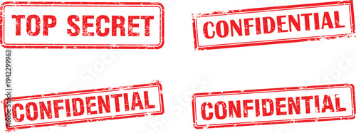 Red confidential and top secret rubber stamp