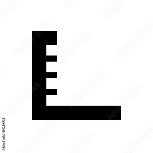 Minimal Ruler Scale Silhouette on White Background, Simple Measurement Ruler Icon Isolated, Black Ruler Scale Minimal Vector Illustration, Clean Straight Ruler Measurement Tool Silhouette, Minimal Sch