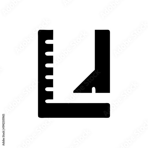 Minimal Ruler Scale Silhouette on White Background, Simple Measurement Ruler Icon Isolated, Black Ruler Scale Minimal Vector Illustration, Clean Straight Ruler Measurement Tool Silhouette, Minimal Sch