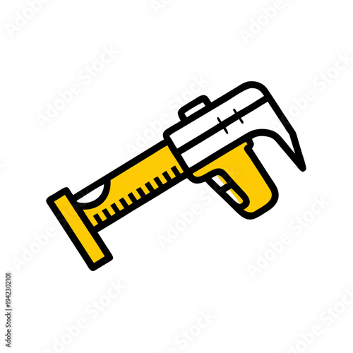 Minimal Micrometer Silhouette Vector Illustration, Precision Measuring Tool Minimal Line Art Micrometer, Engineering Measurement Micrometer Silhouette Icon, Industrial Micrometer Tool Minimal Black