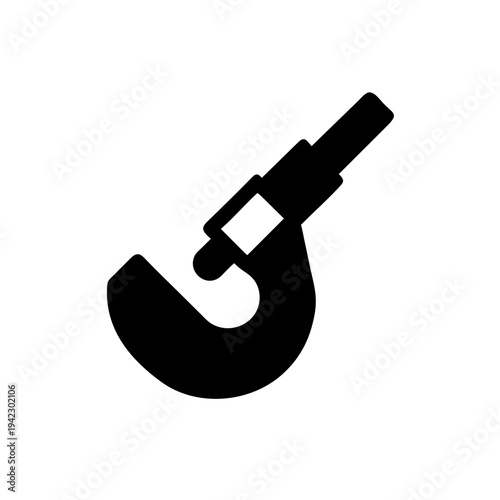Minimal Micrometer Silhouette Vector Illustration, Precision Measuring Tool Minimal Line Art Micrometer, Engineering Measurement Micrometer Silhouette Icon, Industrial Micrometer Tool Minimal Black