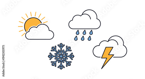 Weather forecast Line art minimal bold color vector