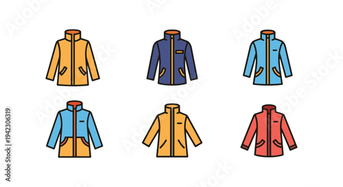 Wind Coat Line art vector set soft tone design