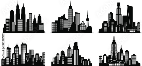 city skyline, urban buildings, skyline silhouette, modern architecture, cityscape design, skyscraper buildings, downtown skyline, urban landscape, metropolitan skyline, city skyline vector, city nig