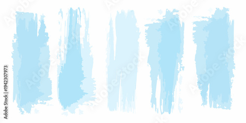 Abstract light blue brushstrokes arranged vertically on a white background