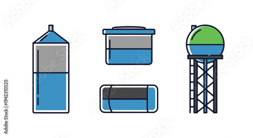 Water Tank Line art vector soft abstract style illustration