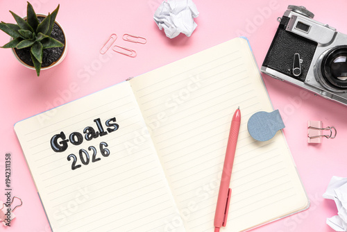 Notebook with 2026 goals, p...