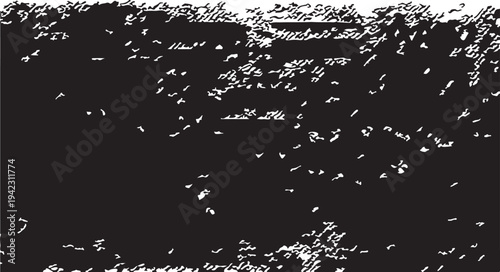 A heavy, high-contrast black grunge background featuring a weathered, distressed effect with dense white speckled details and rough, irregular borders.