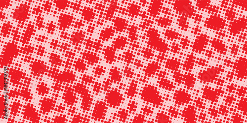 Abstract Halftone Leopard Print Background with Monochrome Animal Skin Dot red Pattern. vector illustration