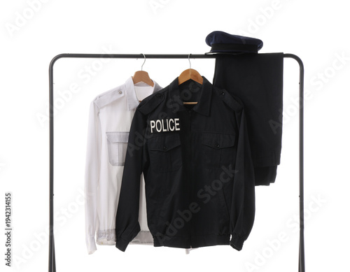 Rack with policeman's unifo...