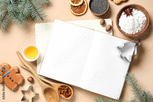 Blank recipe book with ging...