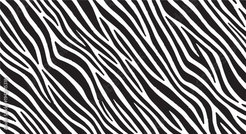 A high-contrast vector animal print featuring smooth black zebra stripes on a clean white background, ideal for modern fashion and textile designs.
