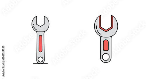 Wrench Line art vector set abstract color concept