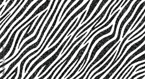 A fashionable animal print background featuring diagonal black zebra stripes with a shimmering glitter texture effect on a clean white surface.