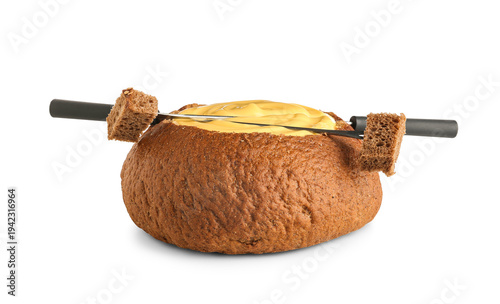 Cheese fondue in bread and ...
