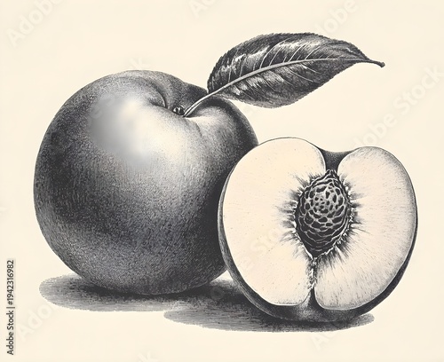 Vintage Peach Illustration
