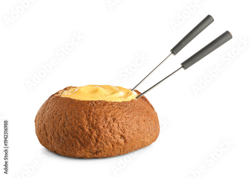 Cheese fondue in bread and ...