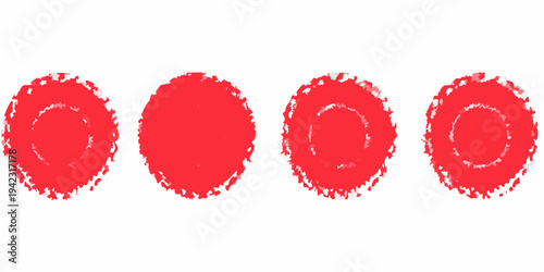 Four textured red circles arranged in a horizontal line