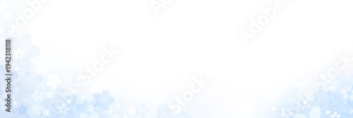 桜の青空グラデーション春背景 パステルグラデーション 和風さくらバナーテンプレート | 横長 水色 コピースペース ベクター素材