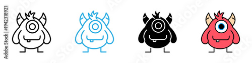 Monster multi - style icon design concept