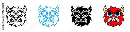 Monster multi - style icon design concept