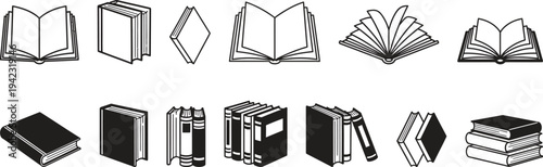 Illustrations of various book positions and angles