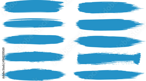 A collection of blue brush strokes on a white background