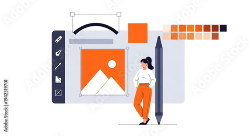 World Graphic Design Day Graphic design and digital art creation with illustration, color palette, and drawing tools