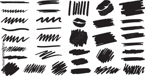 A set of dense, rough pencil hatching and charcoal-style scribbles. Featuring high-energy strokes and textured spirals, these grungy hand-drawn elements.