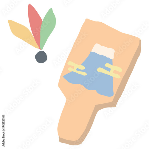 羽子板のイラスト 正月遊びや伝承遊びに使える1月の園だよりシンプル手描き素材シリーズ