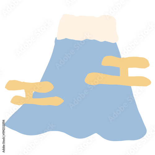 富士山のイラスト 縁起の良い景色や新年に使える1月の園だよりシンプル手描き素材シリーズ