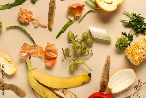 Different organic waste on ...
